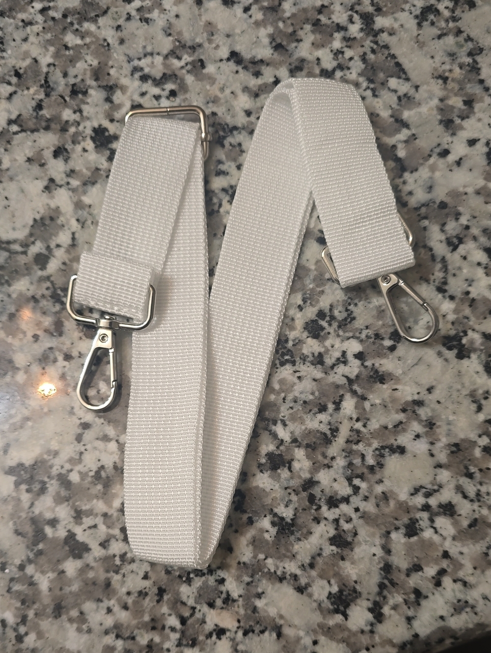 Adjustable  Mum Neck Strap White Crossbody Strap with Silver Hardware